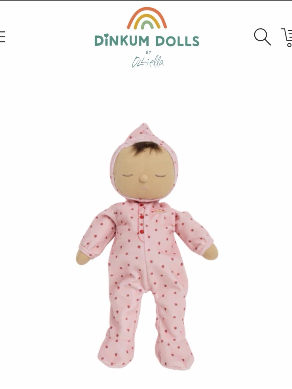 Ollie Ella DOZY DINKUMS pip strawberry pink baby doll stuffed toy